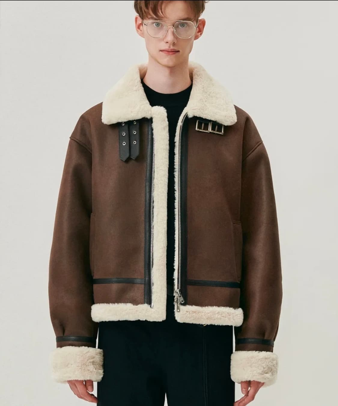 도프제이슨 무스탕 하이넥 레더 무톤 자켓 브라운 2xl xxl 상품이미지1