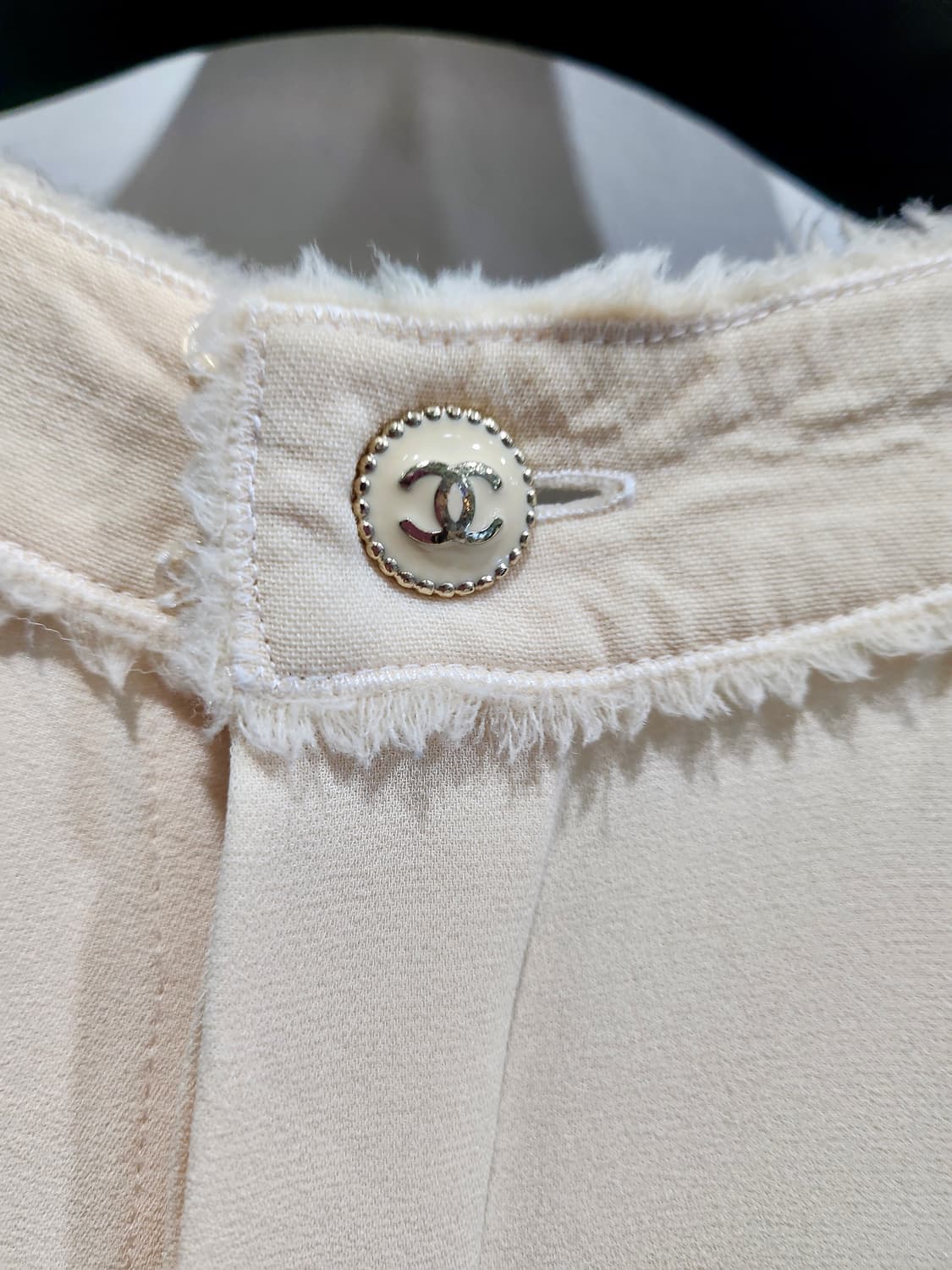 샤넬 아이보리 플리츠 실크 원피스 34 정품 상품이미지4