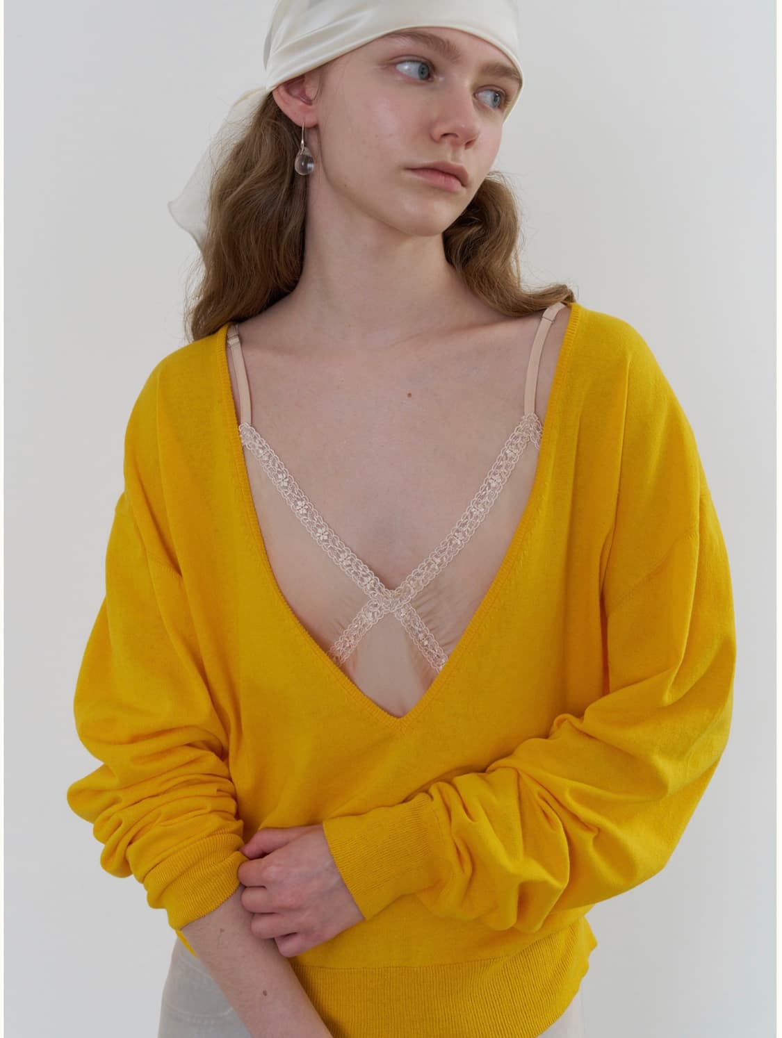 (새상품) 리본빛 kind v neck knit YELLOW 브이넥 니트 상품이미지8