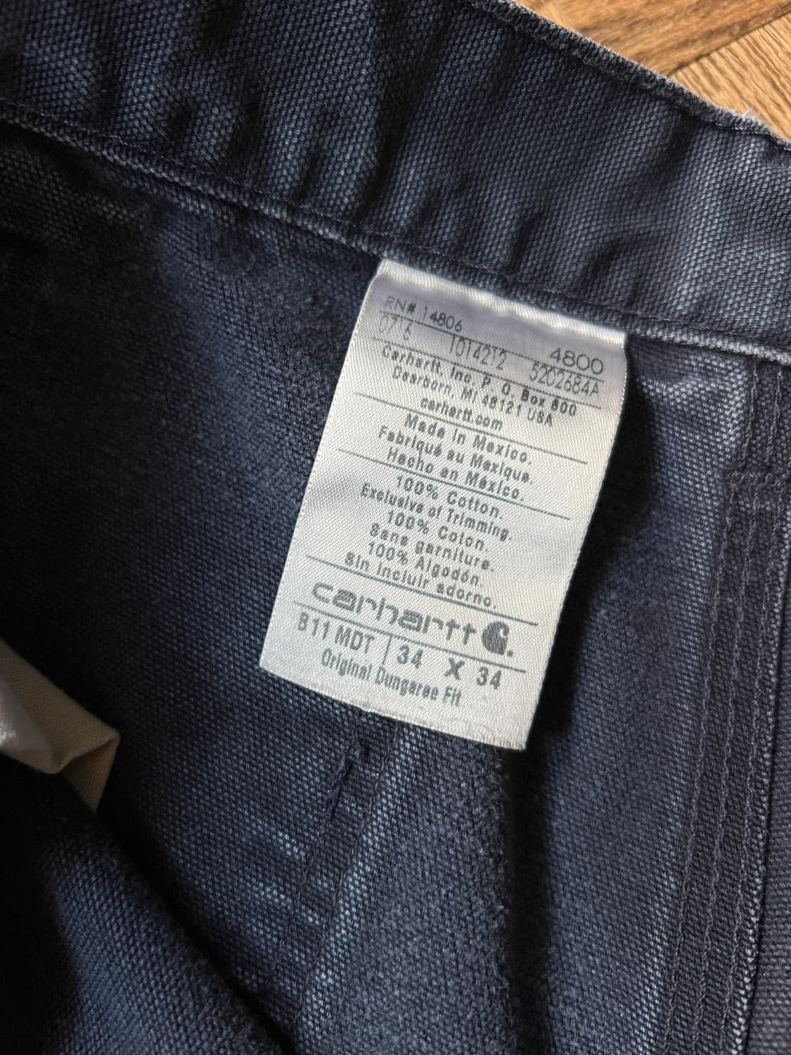 [34]칼하트 USA 빈티지 페이딩 미드나잇 네이비 싱글니 워크 팬츠 상품이미지4