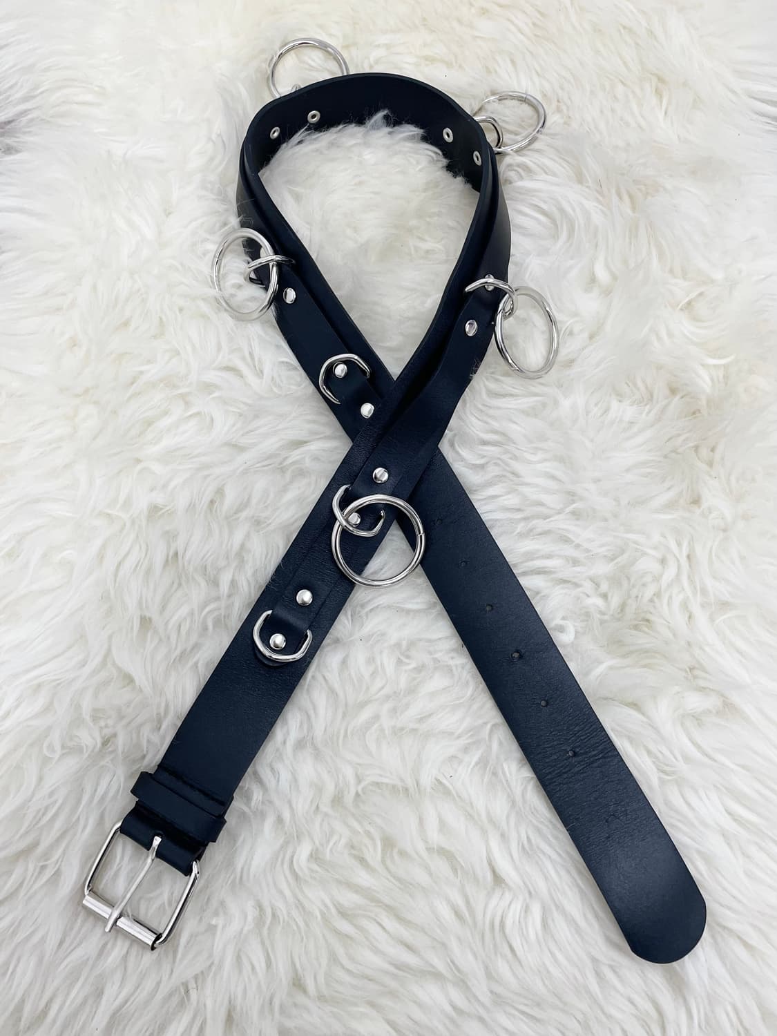 리얼레더 써클 링 드롭 버클 벨트 상품이미지1