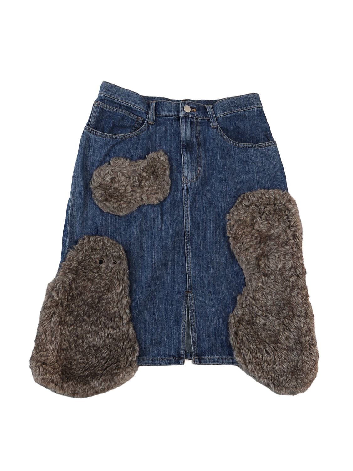 Ne-net Fur & Denim Skirt 상품이미지1