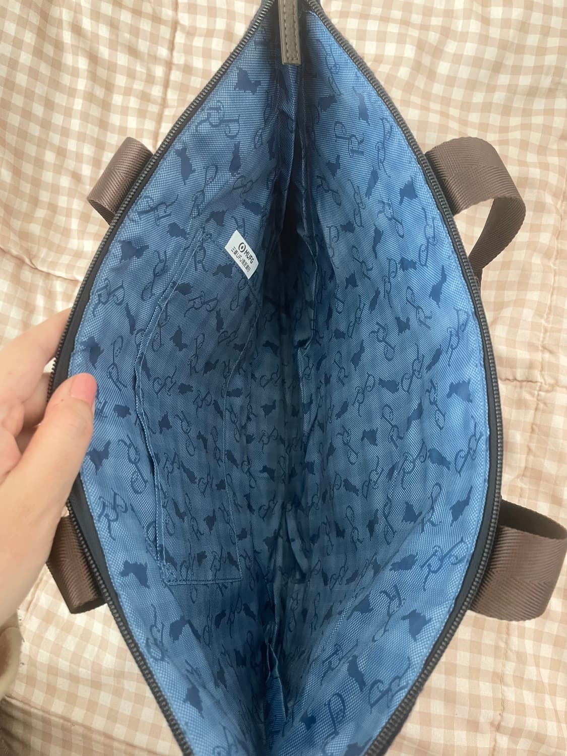 모리걸 빈티지 토끼 패치 모직 토트백 🐰💙🤎 상품이미지3