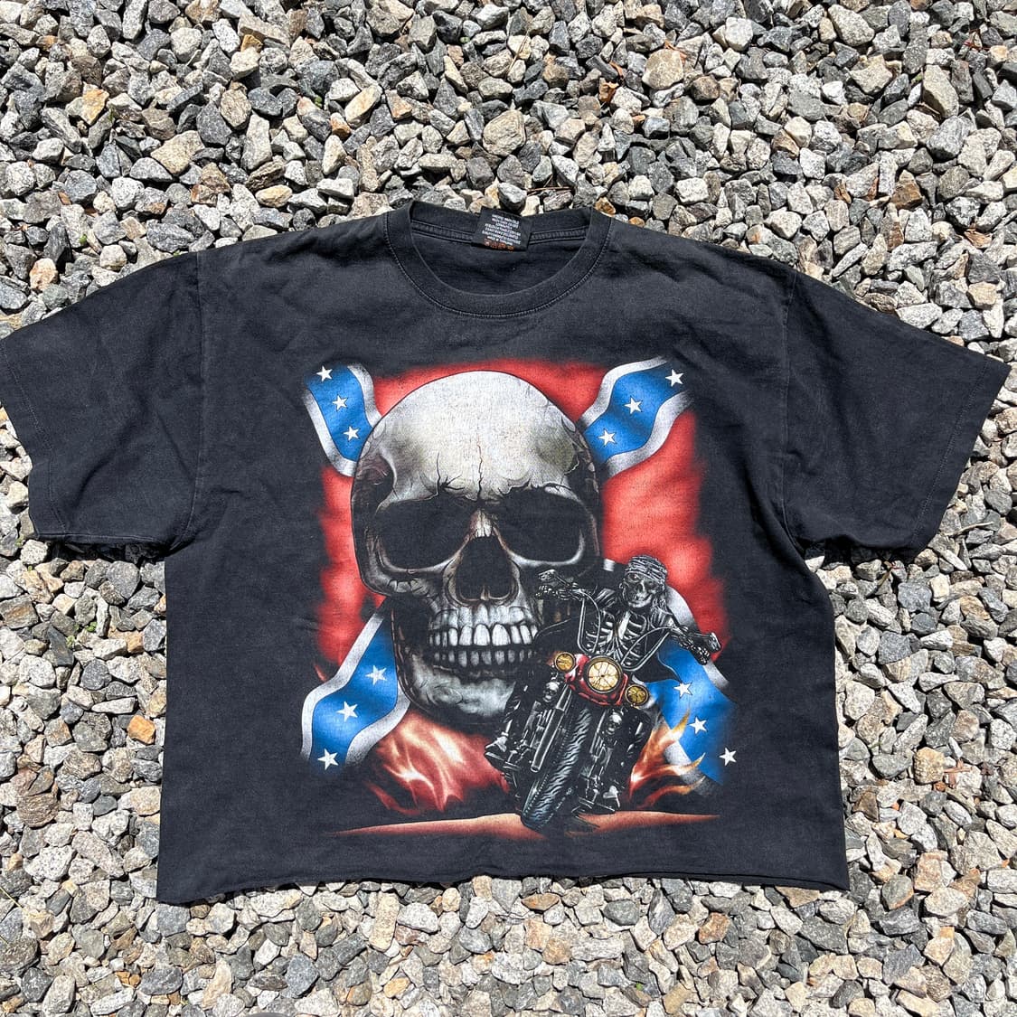 Rock Chang 빈티지 스컬 크롭 반팔(실측확인) 상품이미지1