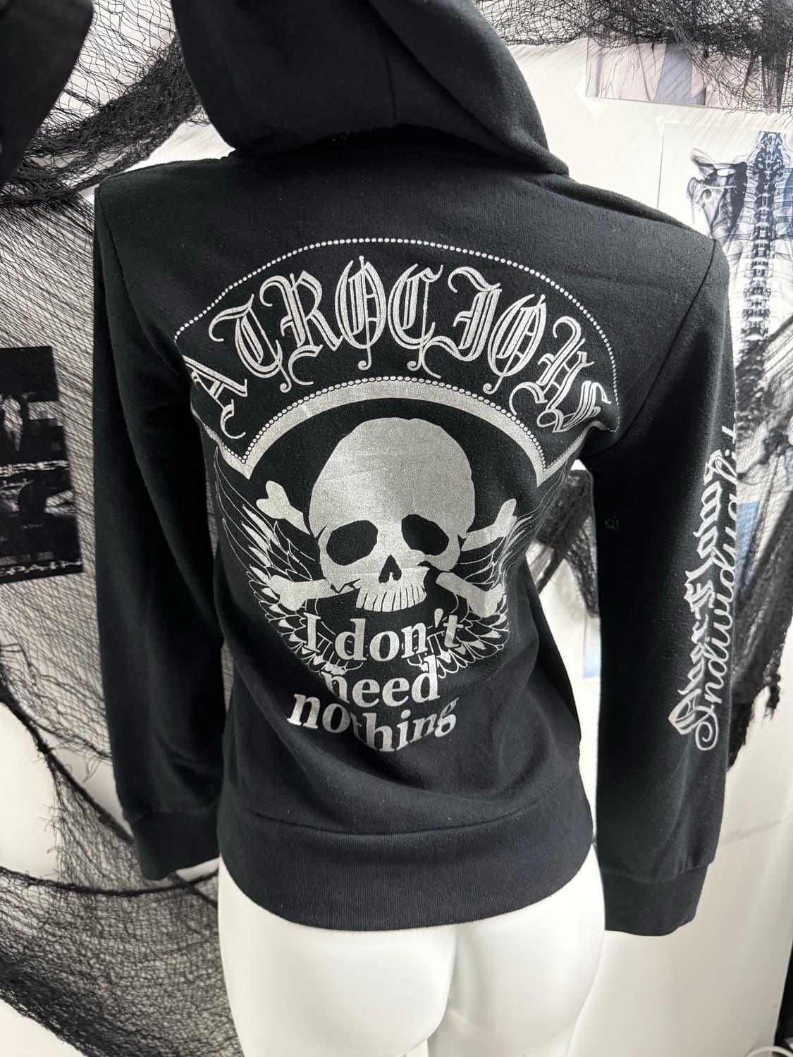 00s punk skull printing hood zipup 상품이미지4