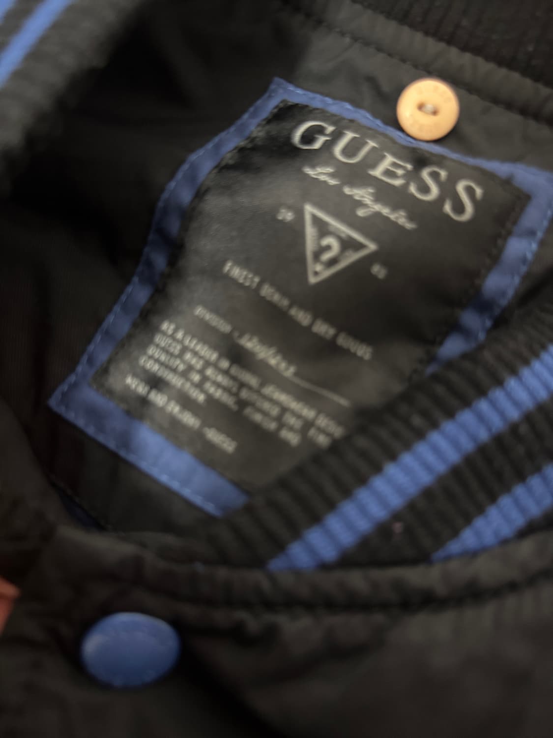 게스 Guess 패치 로고 블루종 버튼 자켓 L  상품이미지3