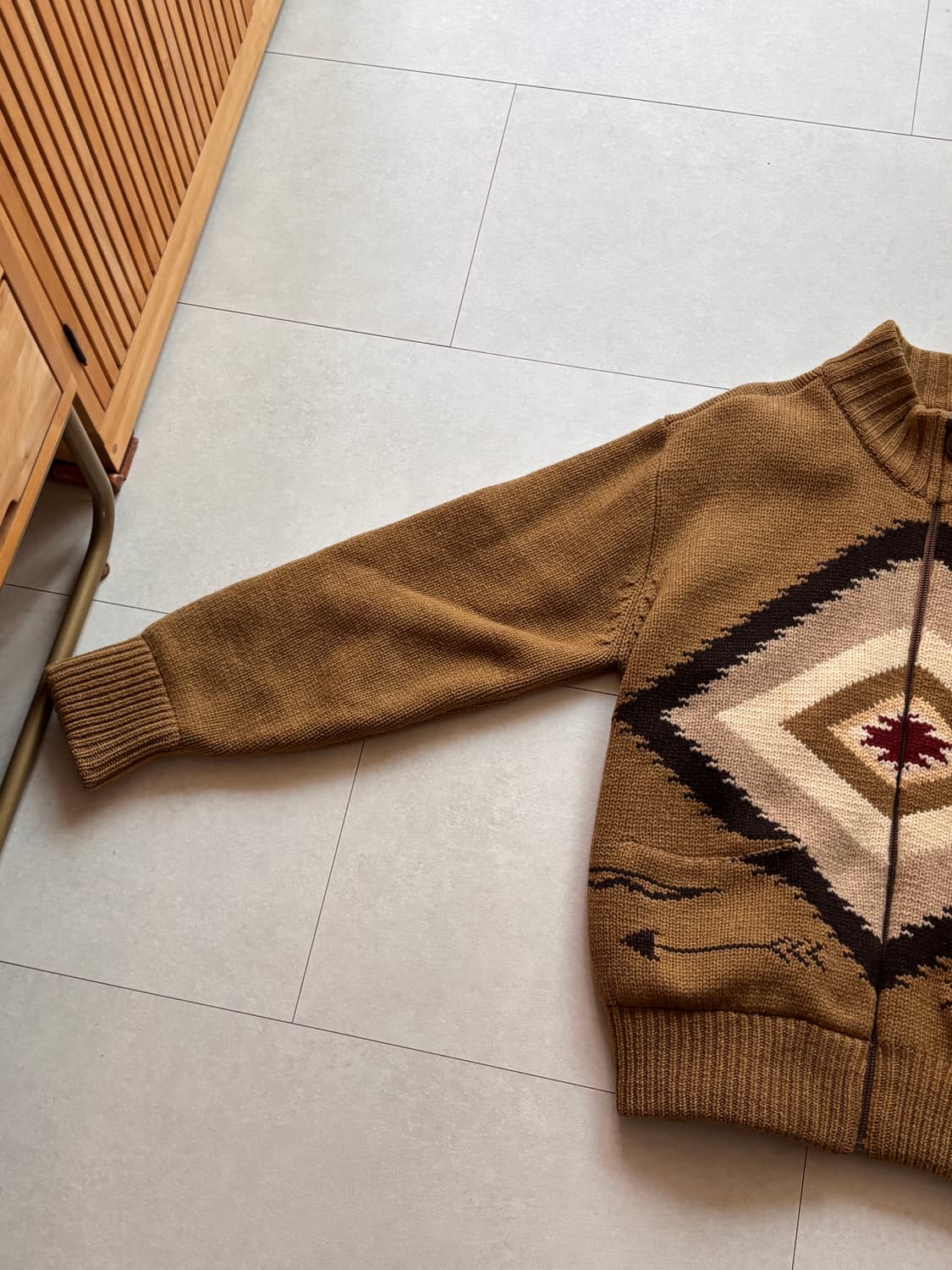 올젠 코위찬 스타일 나바호 패턴 집업 니트 (두툼/빈티지) 상품이미지2