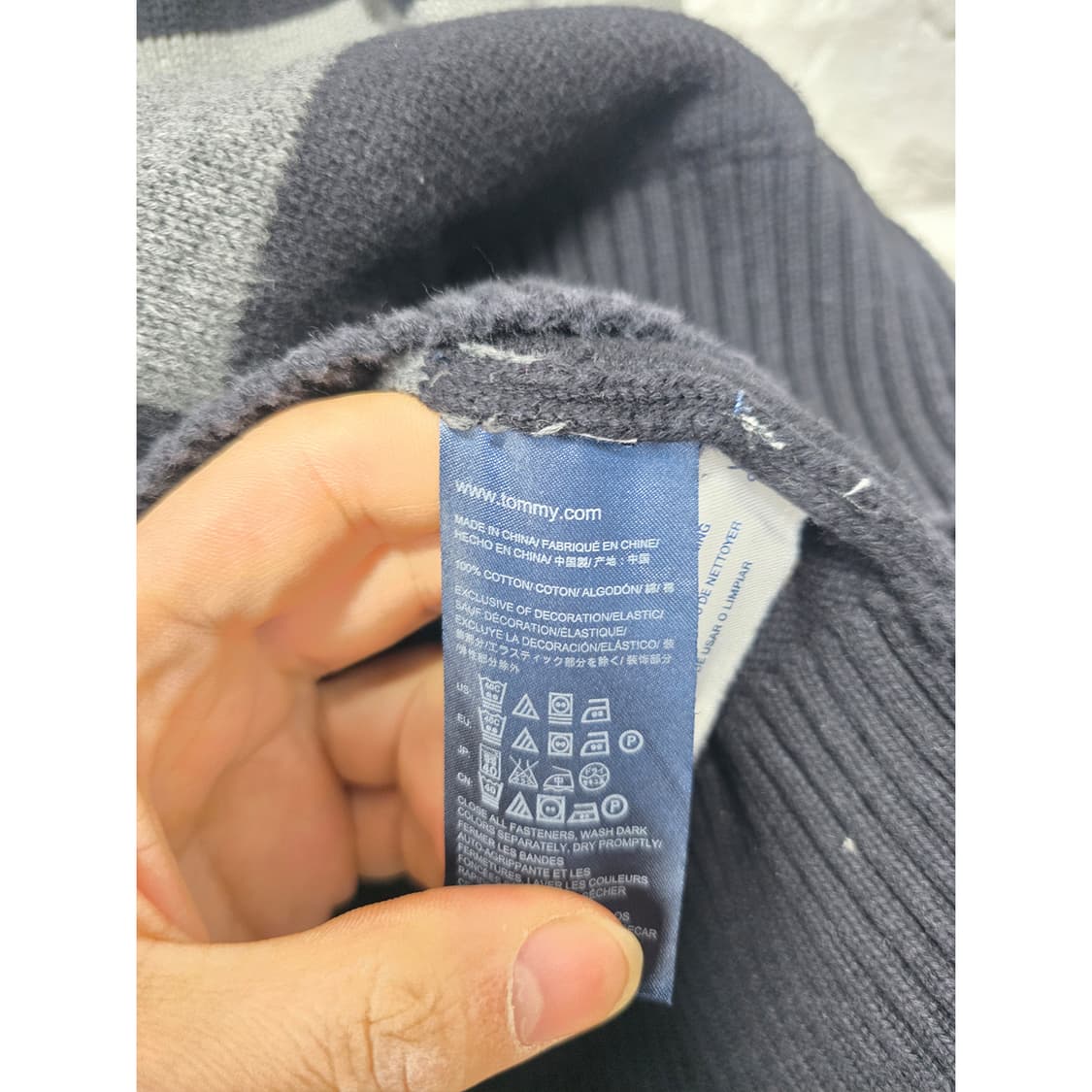 타미힐피거 남성 스트라이프 니트 집업 S fda 상품이미지3