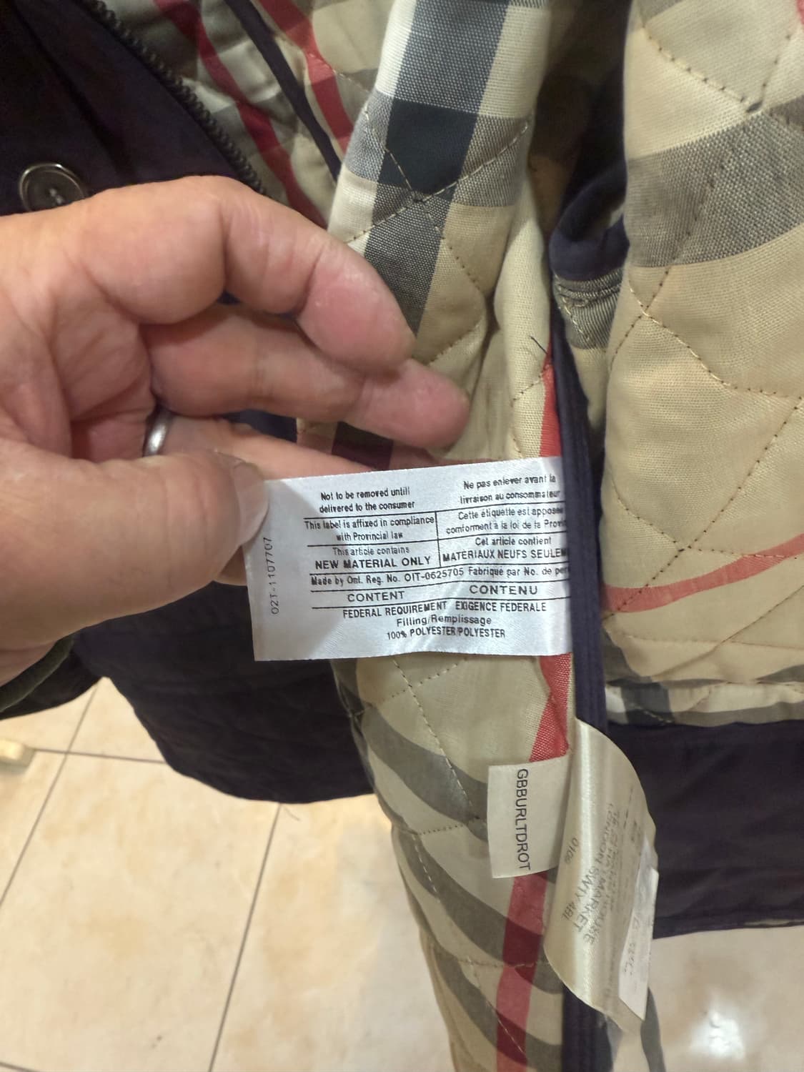 55-66 정품 버버리 퀄팅자켓 팝니다 상품이미지6