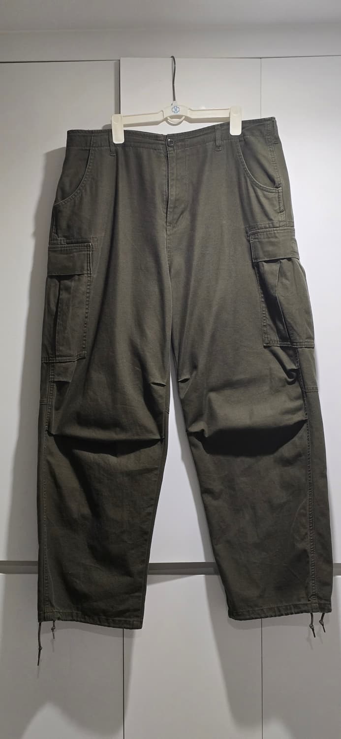 토피 코튼 카고 카키 와이드 팬츠 상품이미지1