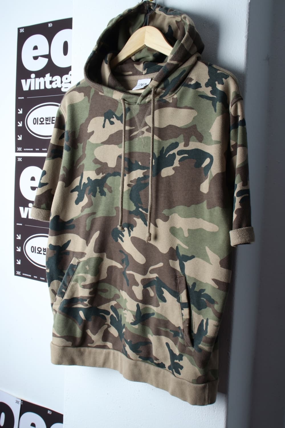 (L-XL) 자라 반팔 티셔츠 후드 카모 밀리터리 스트릿-H33031 상품이미지1