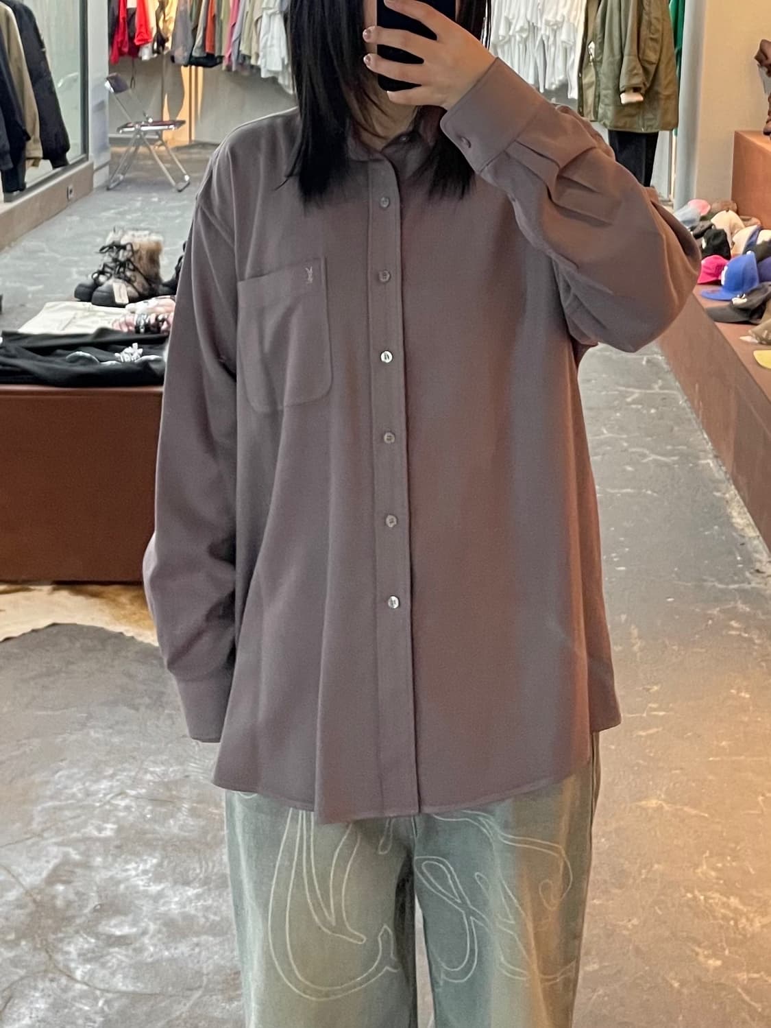 입생로랑 퍼플 원포켓 셔츠 H1757 상품이미지1