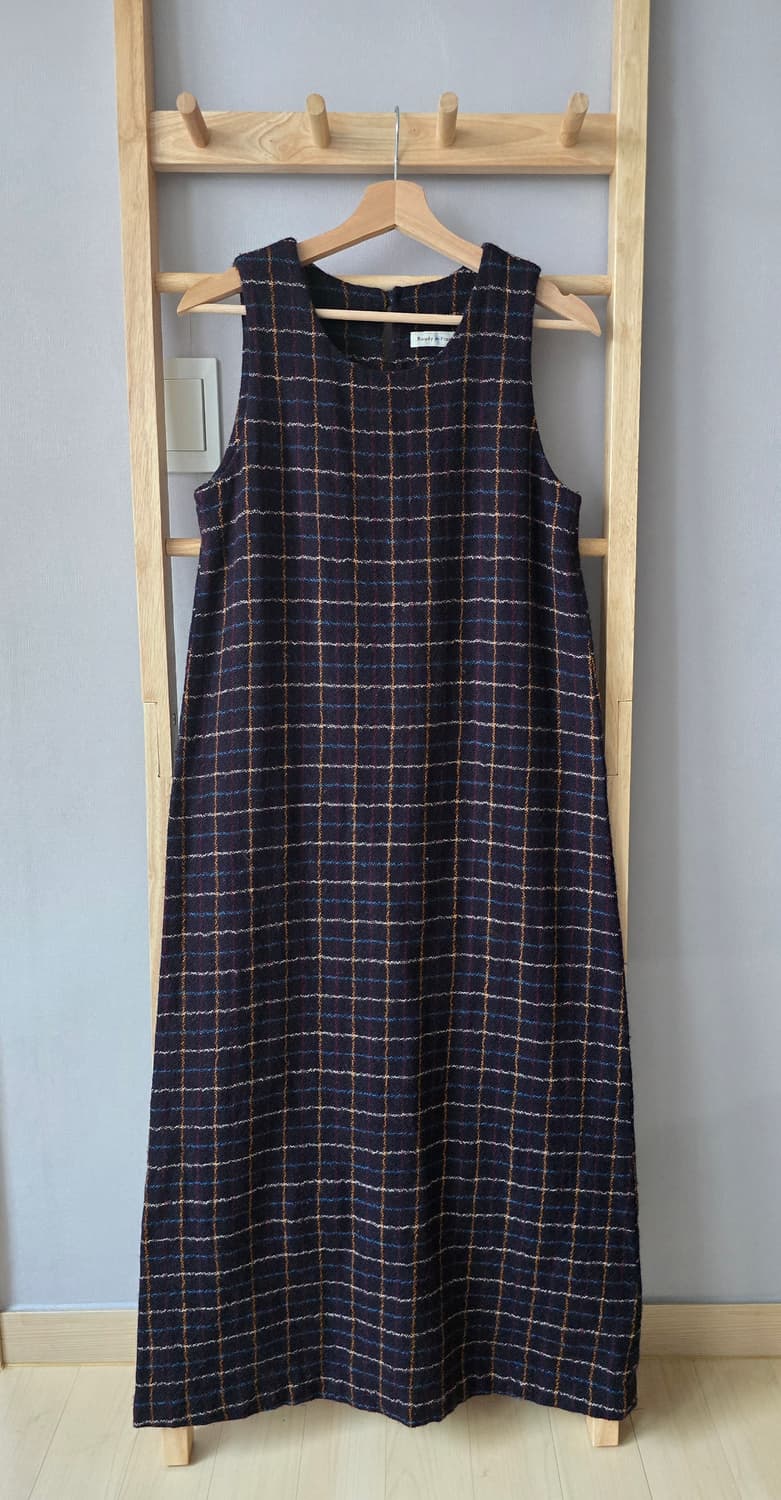 Roudy Flock Japan 울 체크 슬리브리스 롱원피스 상품이미지3