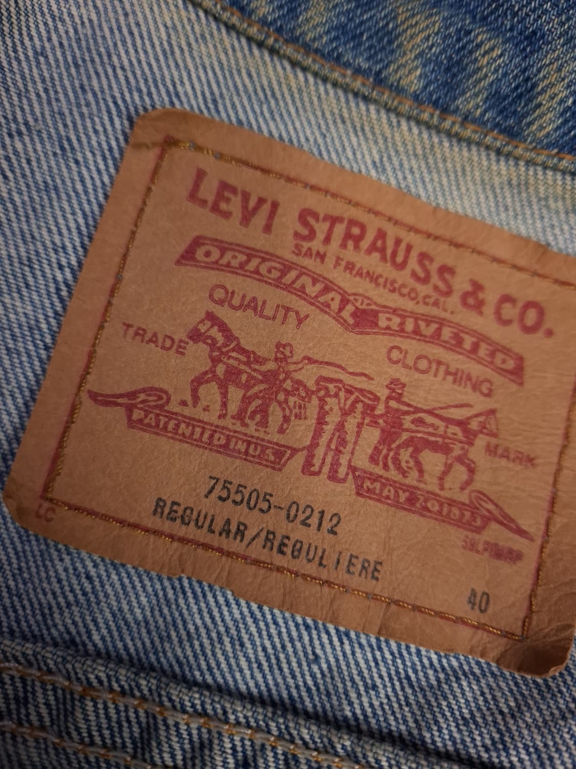 오리지날 90's 캐나다제조 리바이스 75505 데님 트러커자켓 상품이미지5