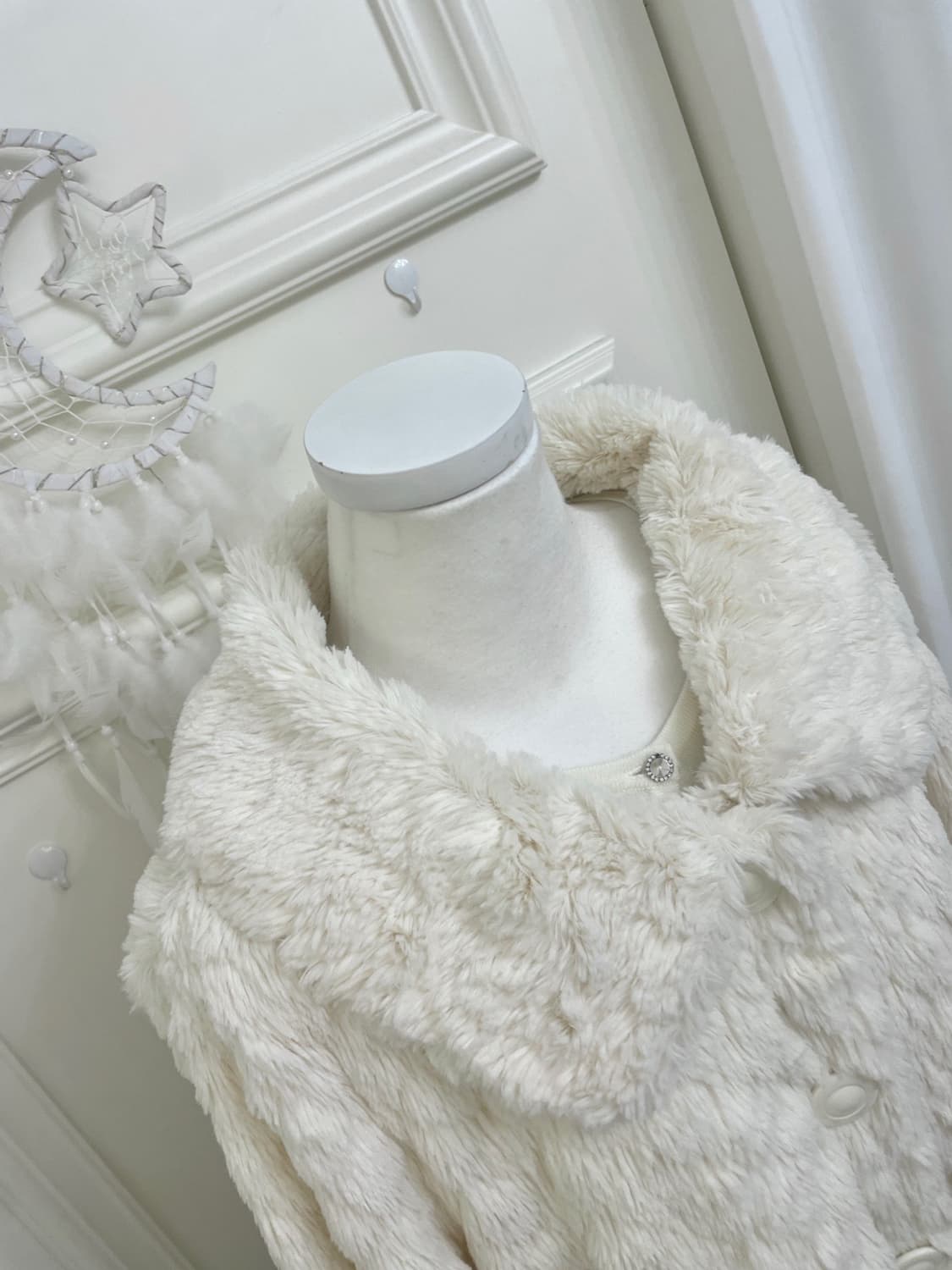 ivory loose collar fur jacket 상품이미지8