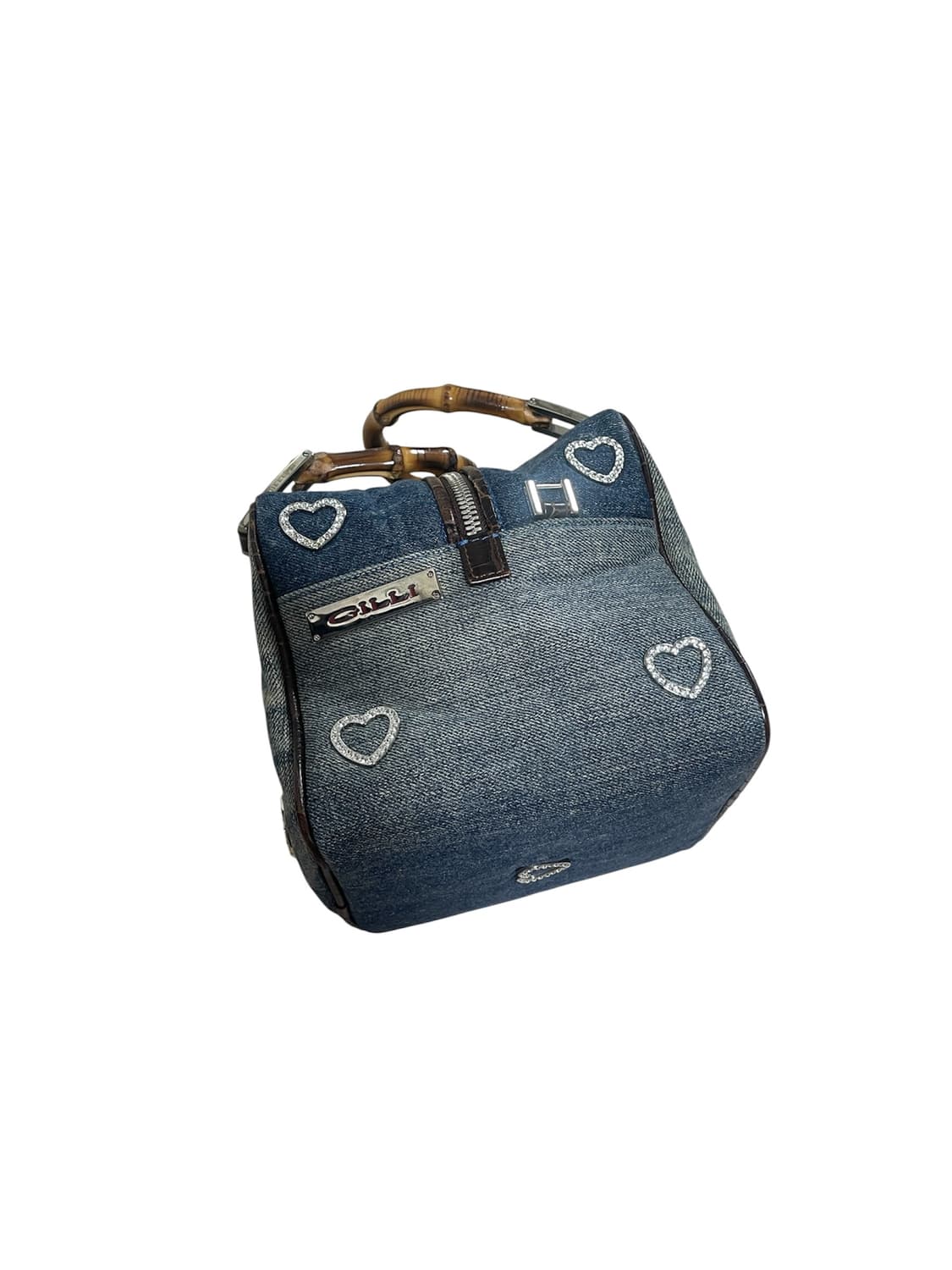 GILLI Heart Denim Bamboo Handle Bag 상품이미지5