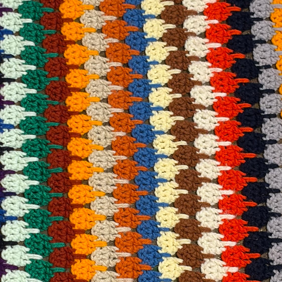 90s USA 멀티 컬러 니트 카페트 러그 매트 담요 상품이미지3