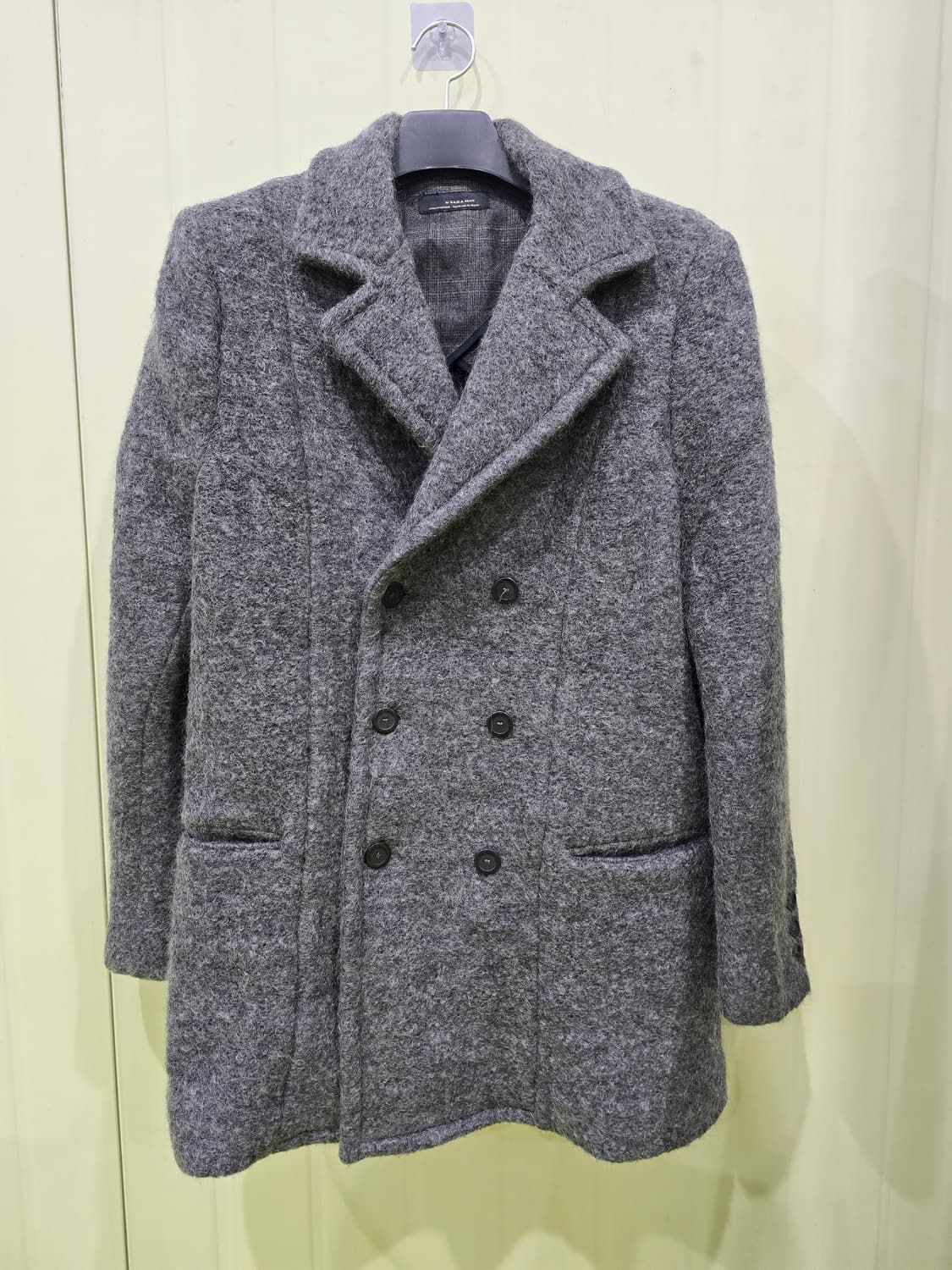 자라 남성 울 더블 버튼 회색 코트 상품이미지1