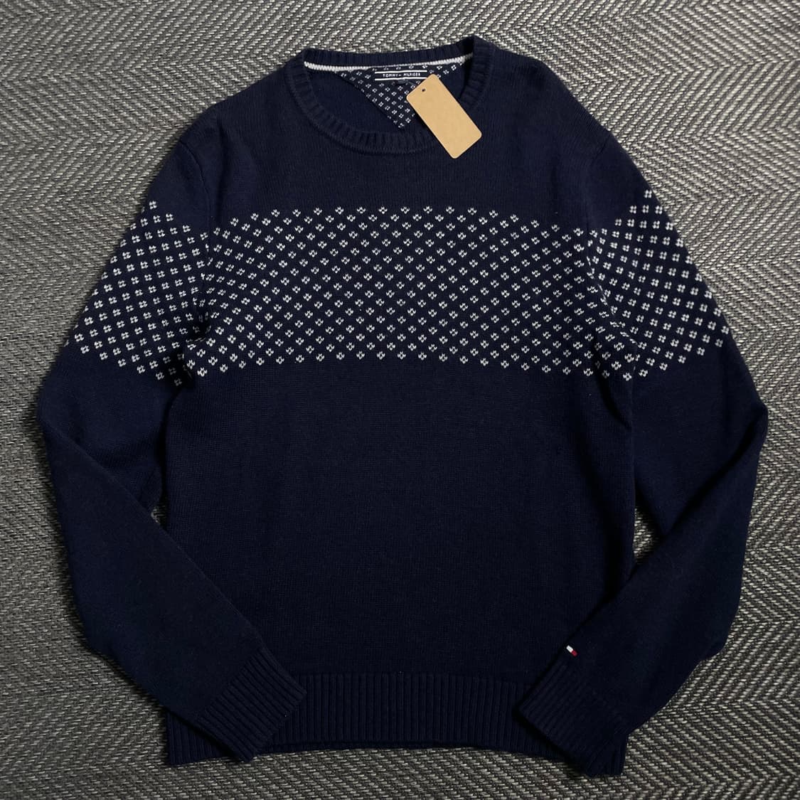 타미힐피거 패턴 라운드넥 니트 네이비o 4773 상품이미지1