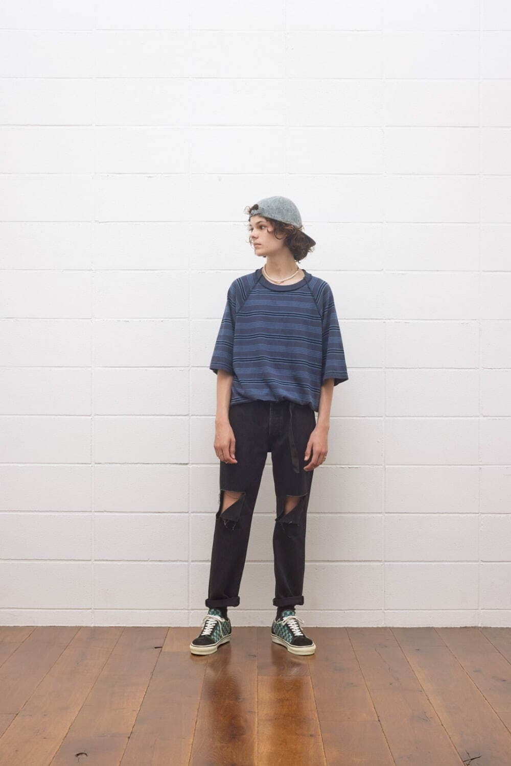 UNUSED 22SS 리버스 보더 래글런 스트라이프 티셔츠 상품이미지9