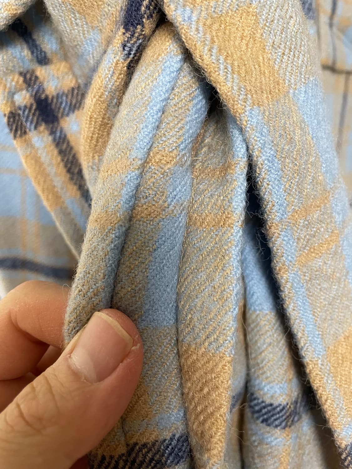 48사이즈 새상품, 우영미 컬렉션 플란넬 울 체크셔츠 스카이블루 상품이미지4