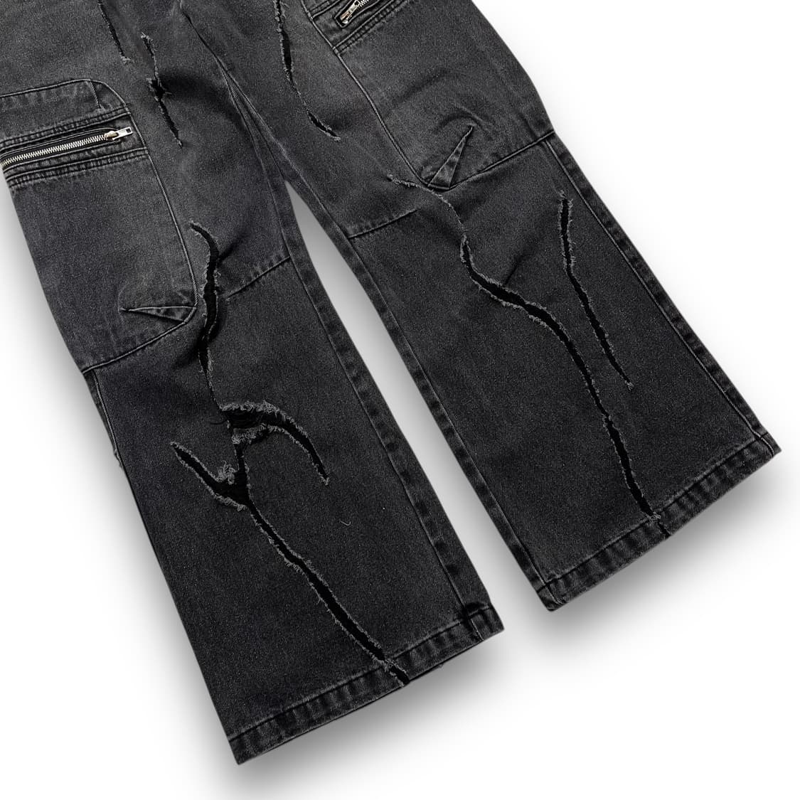 PERSON INTENTION 크랙 워시드 흑청 카고팬츠 상품이미지3