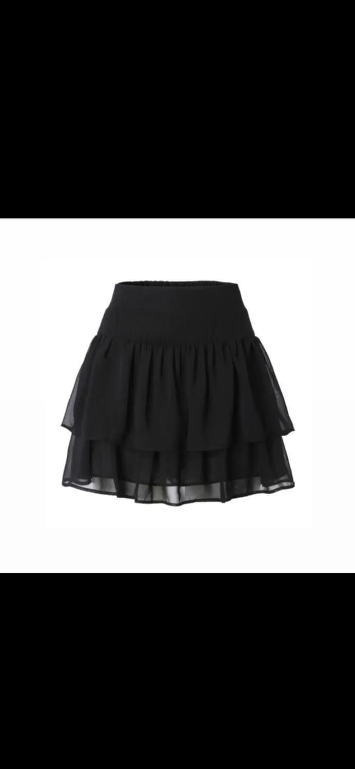 쓰리타임즈 스완 쉬폰 스커트 블랙 상품이미지1