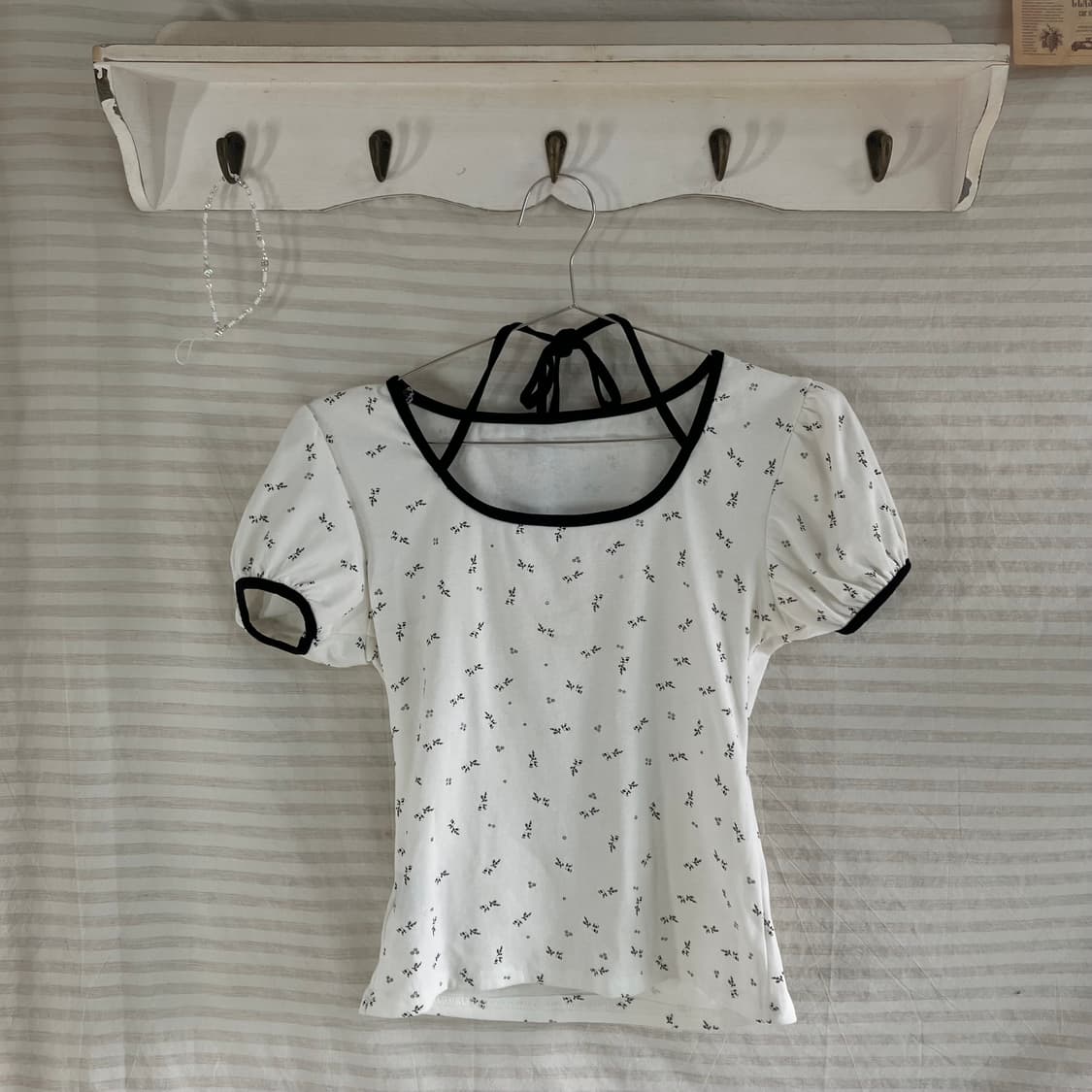 빈티지 러블리 리본 링거 셔링 반팔 985 y2k 스트릿 갸루 펑키 일본 상품이미지2