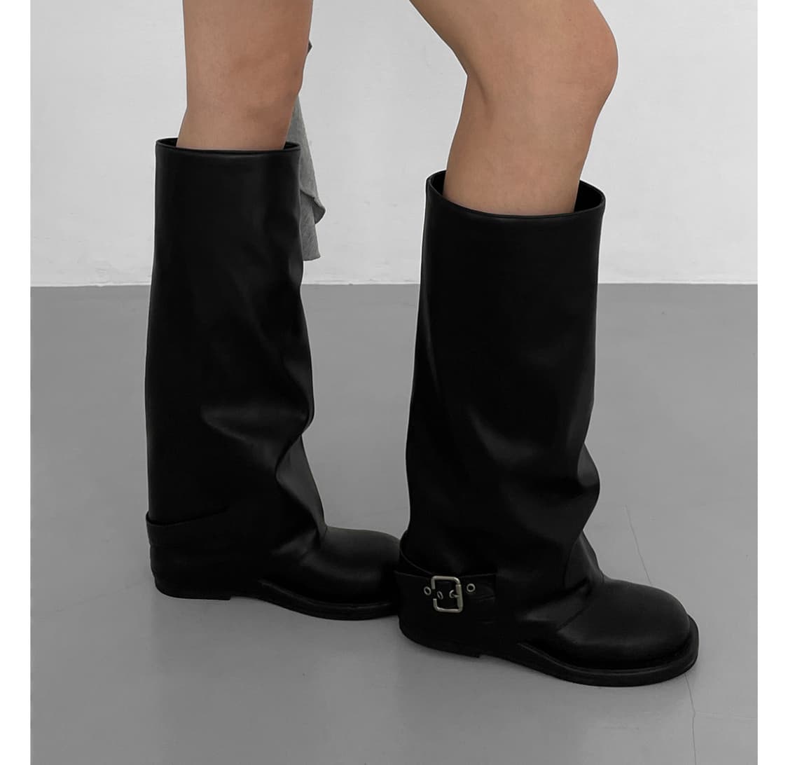 블랙업 나이닝 레더 버클 롱부츠 블랙 245 상품이미지1