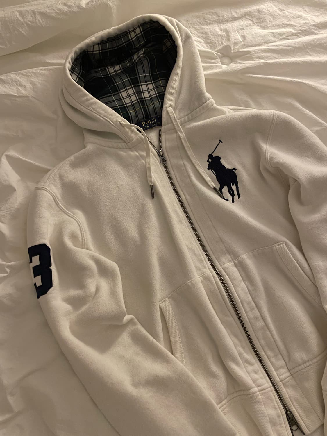 폴로 랄프로렌 빅포니 체크 투웨이 후드집업 화이트 #3 상품이미지3