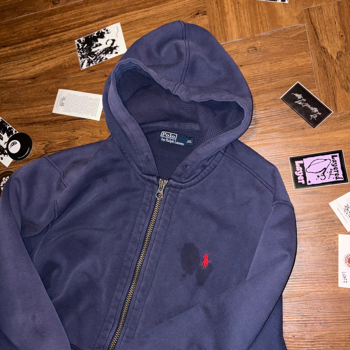 90s Polo double clothes hoodie zip up 상품이미지4