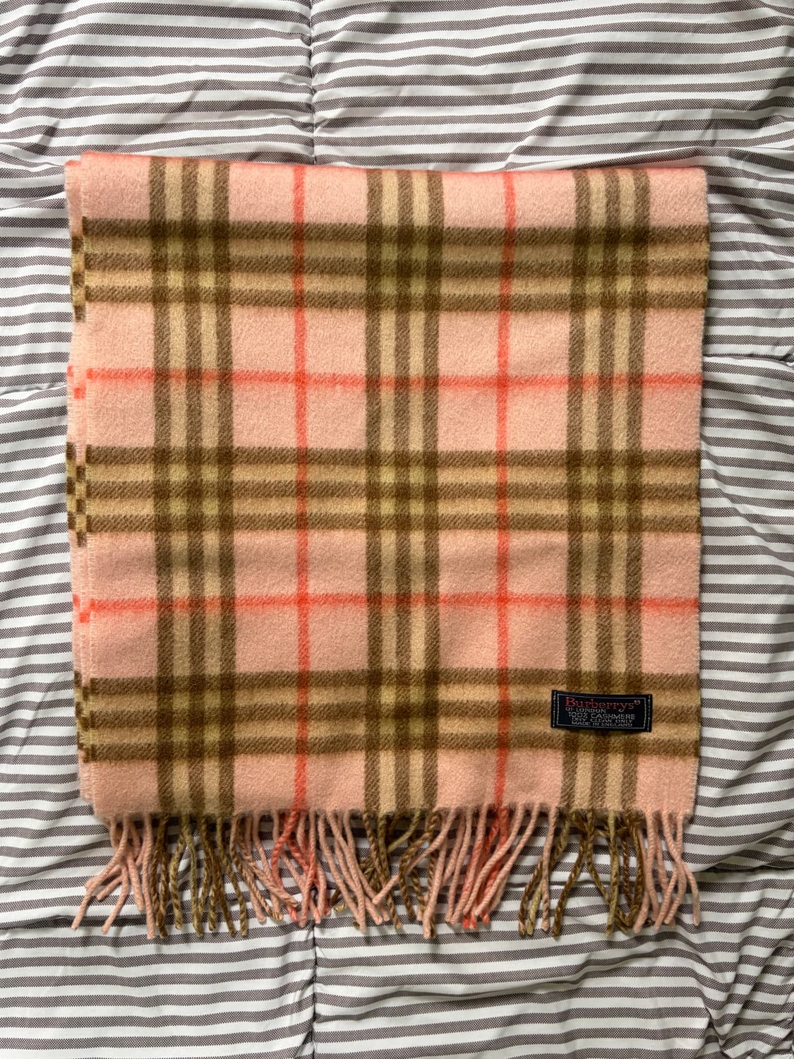영국 버버리 캐시미어 핑크 체크 머플러 목도리 상품이미지1