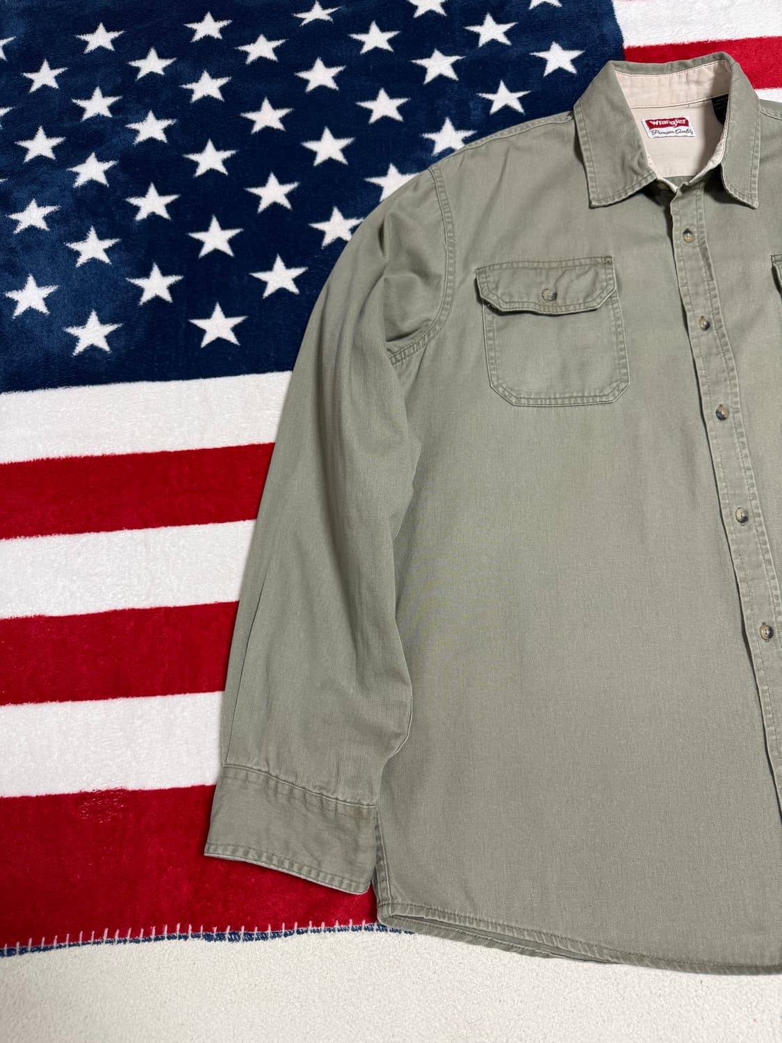 랭글러워크셔츠 Wrangler work shirt 빈티지워크셔츠올리브그린 상품이미지3