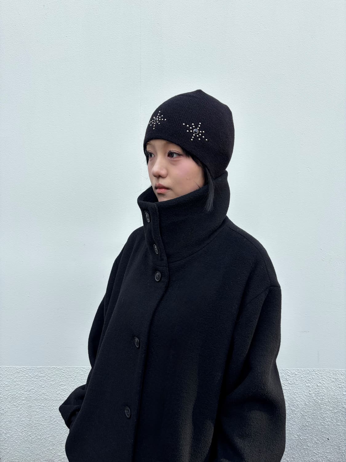 Vintage 하이넥 오버핏 울혼방 롱 코트  상품이미지3