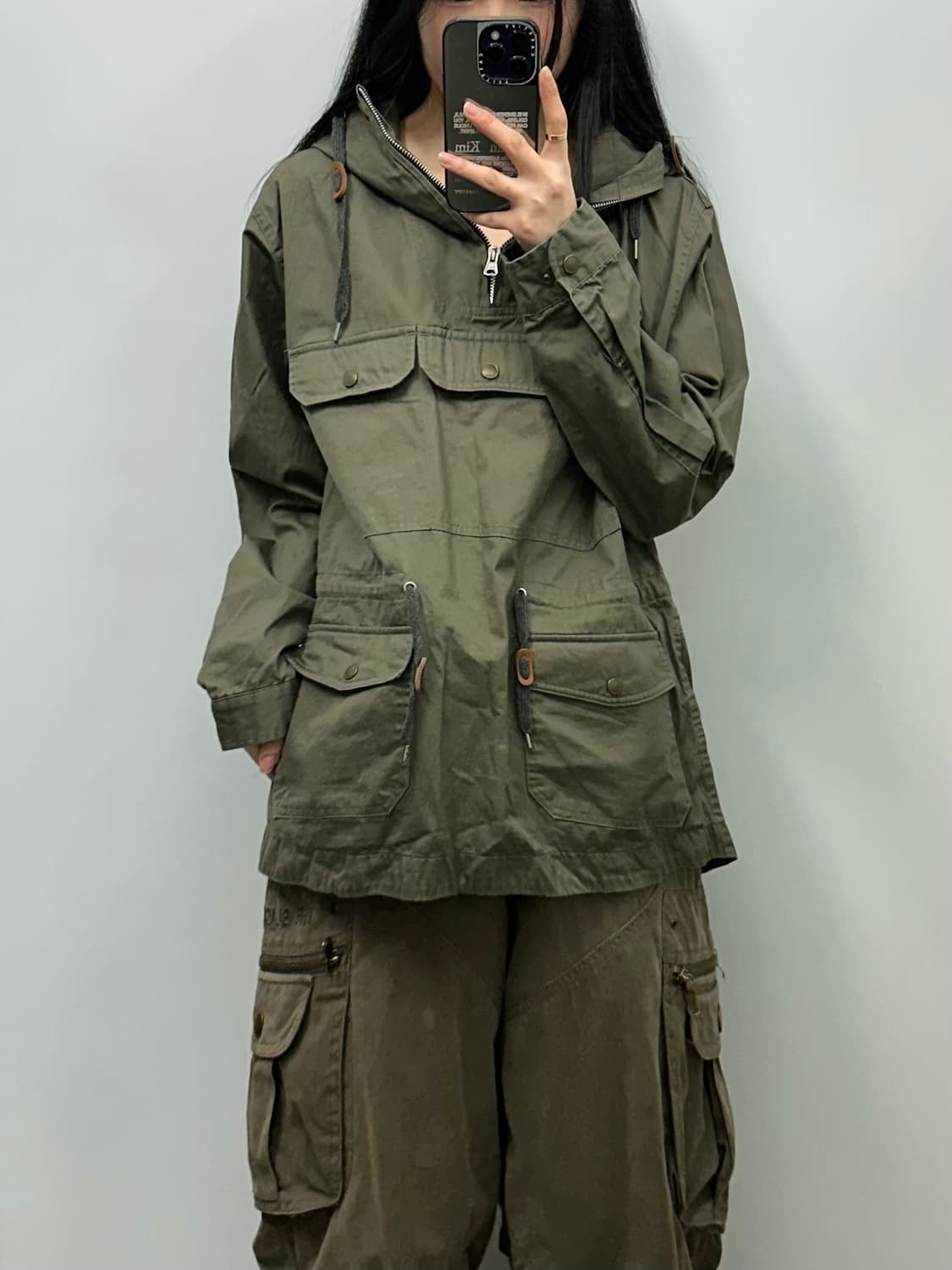 프리즘웍스 유틸리티 카키 아노락 후드 상품이미지1