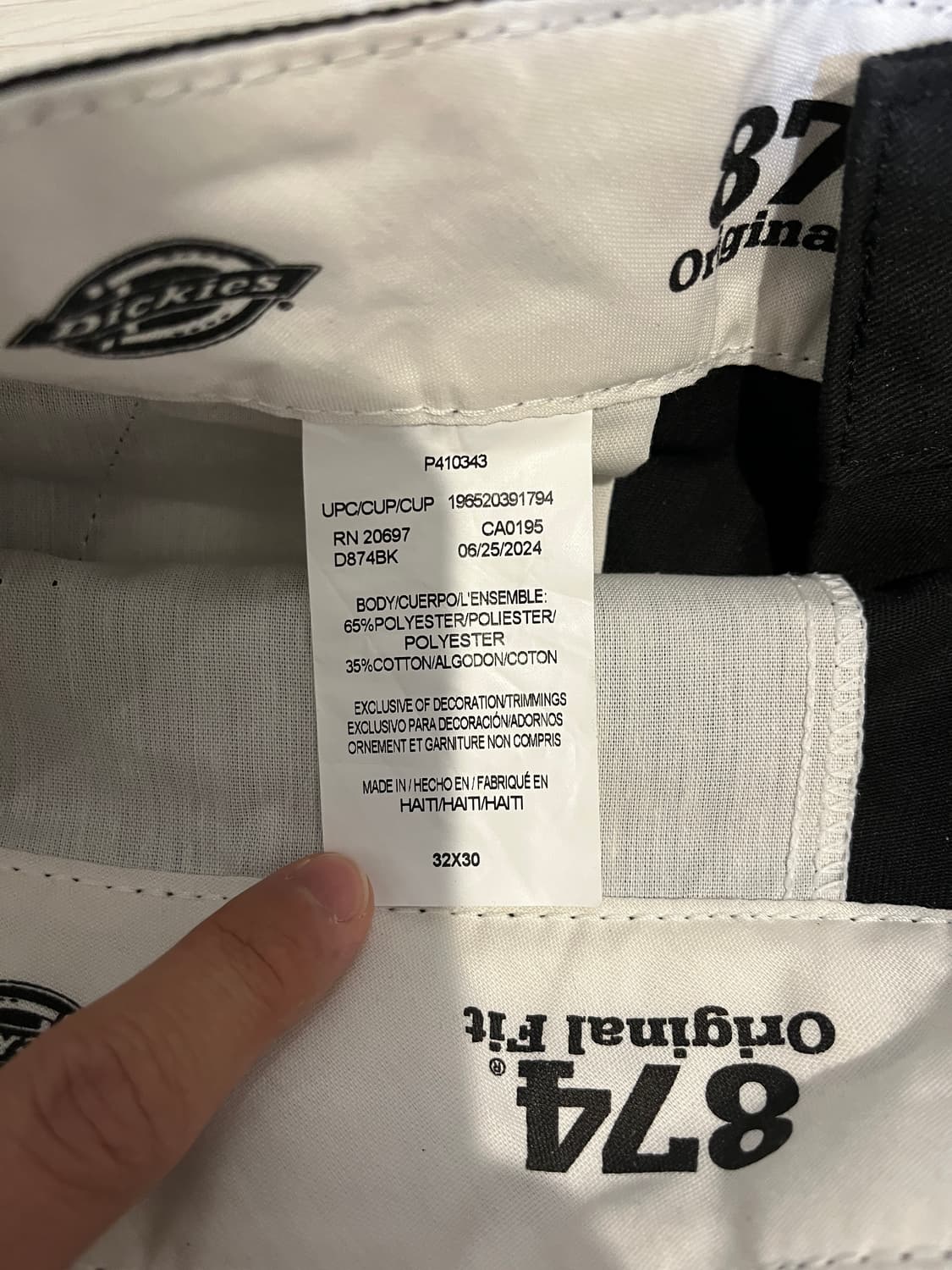 디키즈874 블랙 32x30 상품이미지2