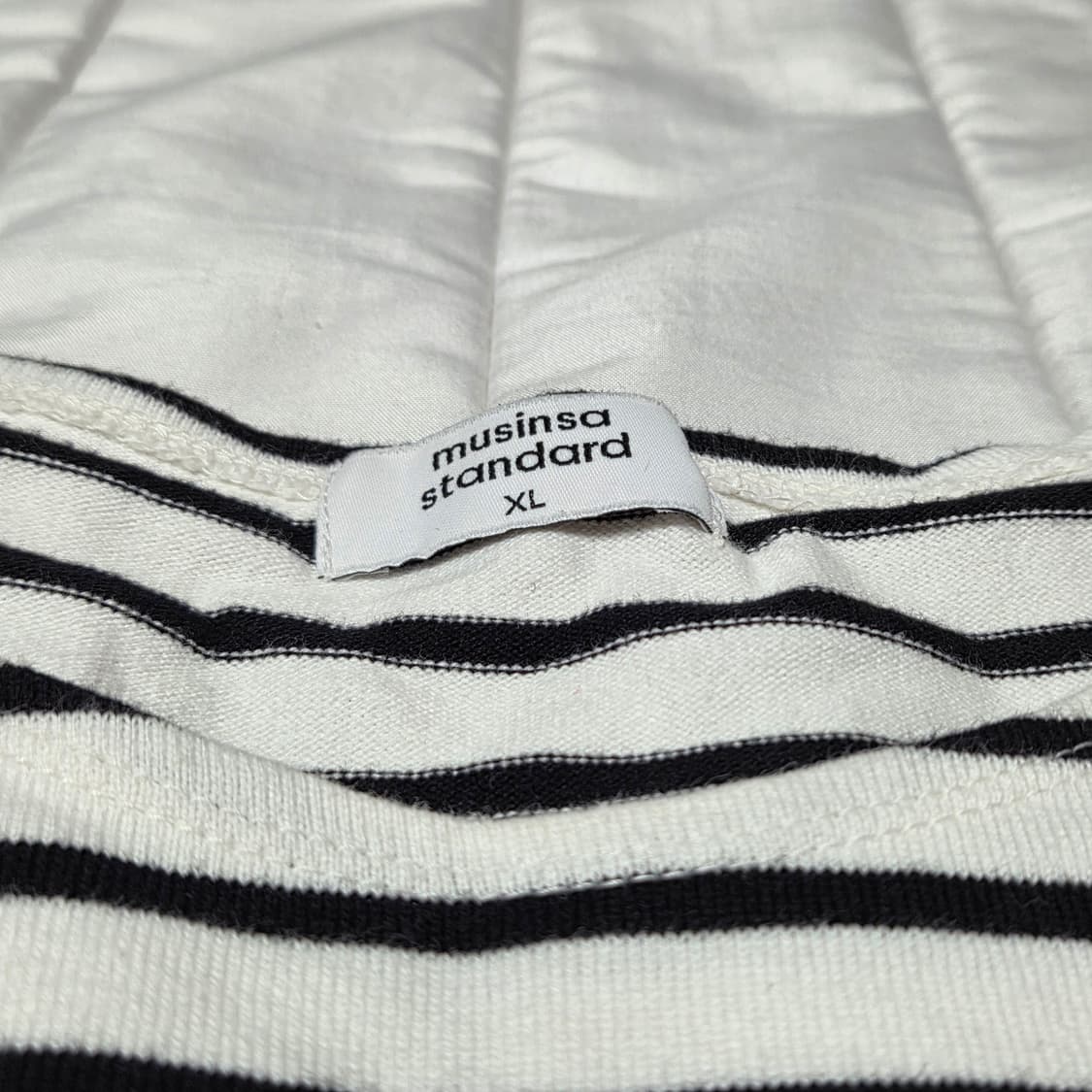 [xl]무탠다드 스트라이프 스트라이프 보트 넥  아이보리블랙 1회착 상품이미지3