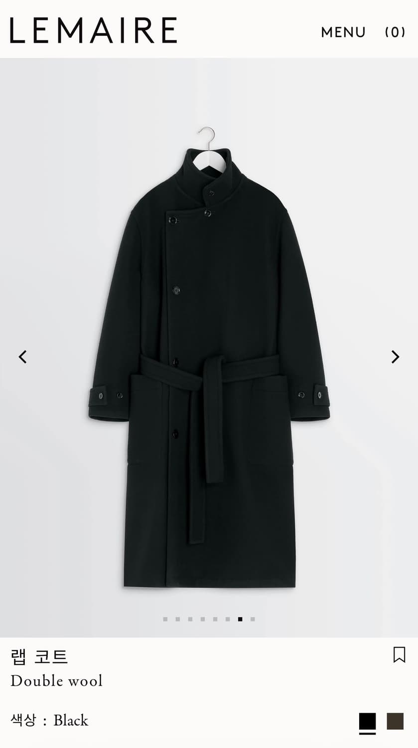 25FW Lemaire Wrap Coat Black M 상품이미지1
