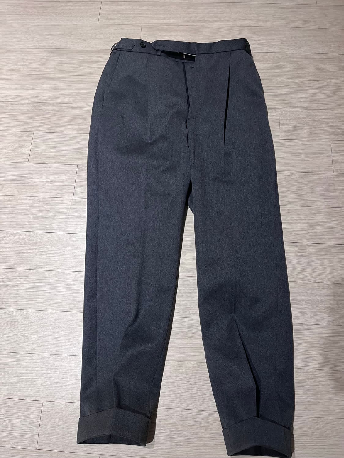 클래식마켓 원플리츠 코버트울 트라우저 다크그레이 48-50사이즈 상품이미지1