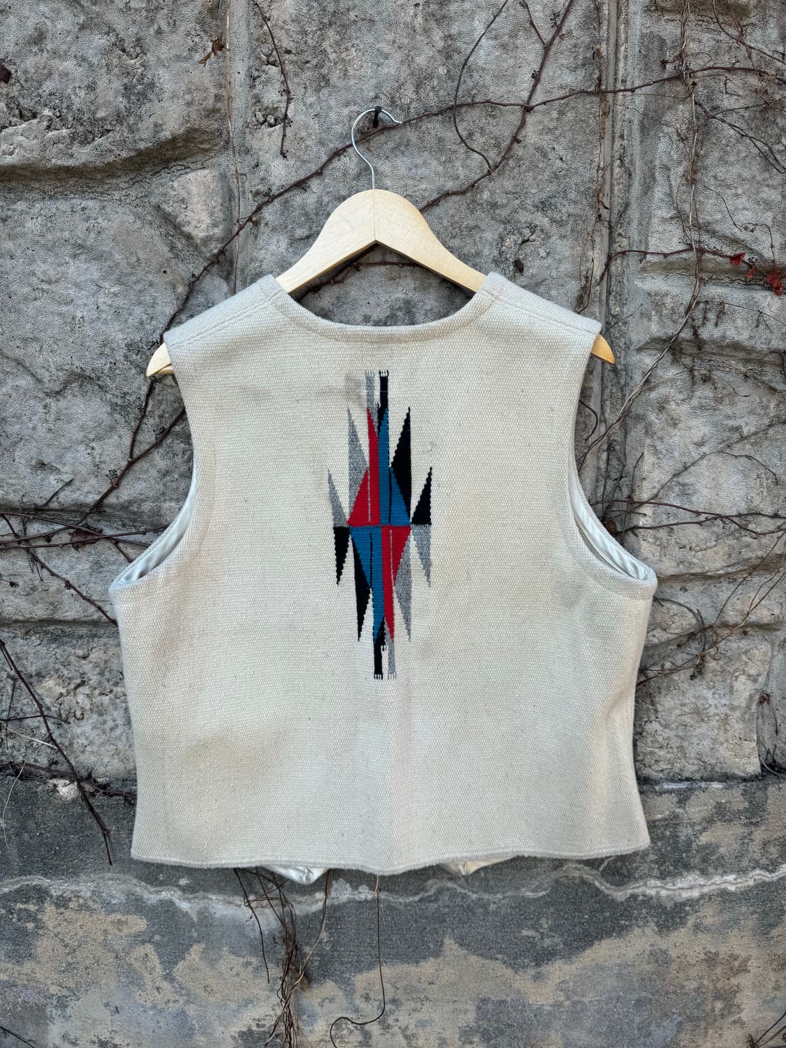 오르테가 핸드 우븐 울 치마요 베스트 나바호 웨스턴 조끼 빈티지 상품이미지2