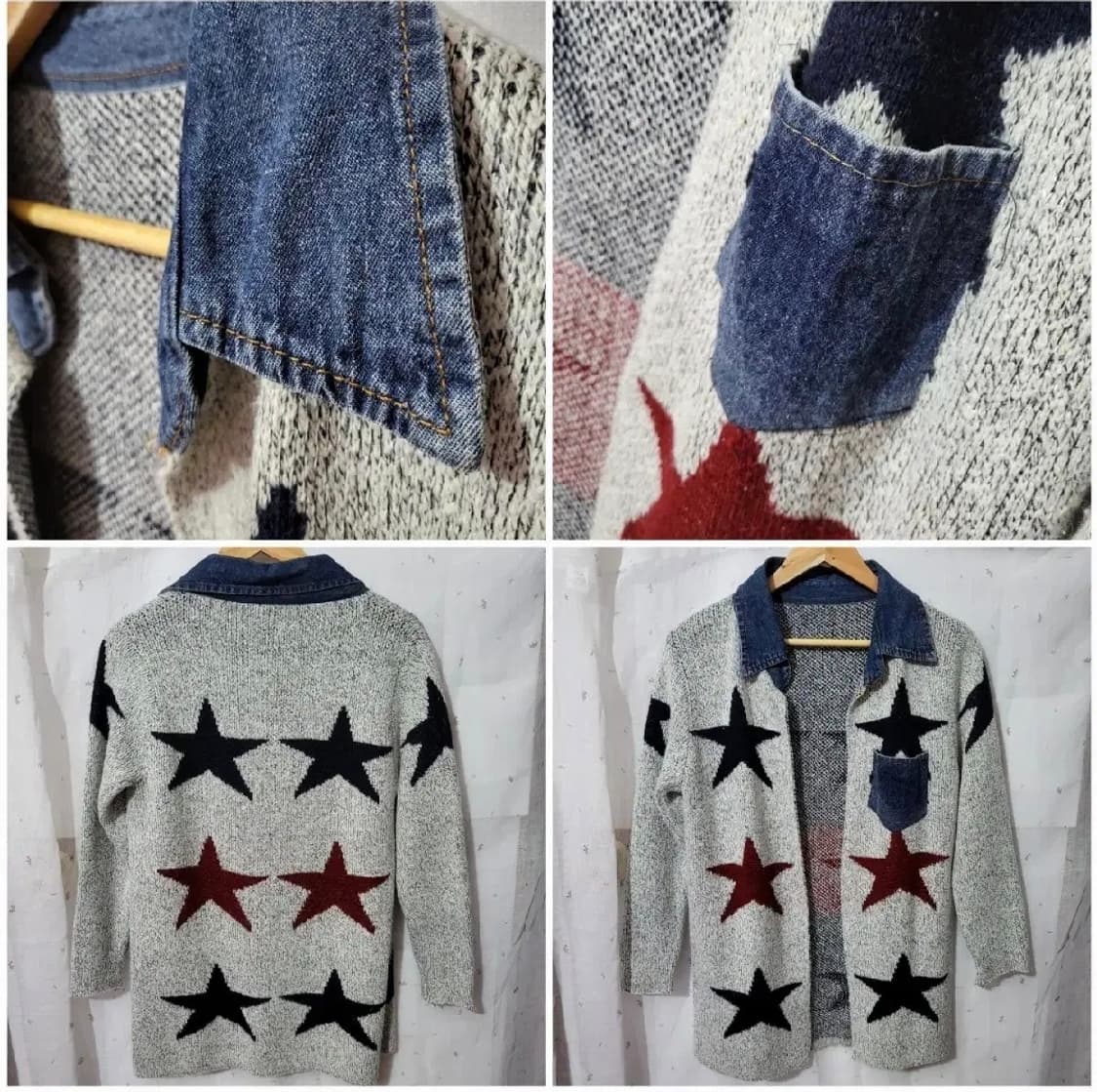 351 ) s급 꾸안꾸 고급니트 청 포인트 롱가디건 상품이미지3