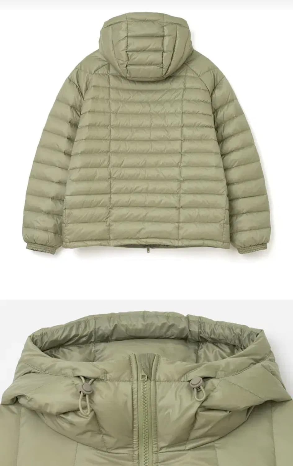 [새제품/L] 밀로아카이브 덕다운 경량패딩 - 카키 그레이 상품이미지5