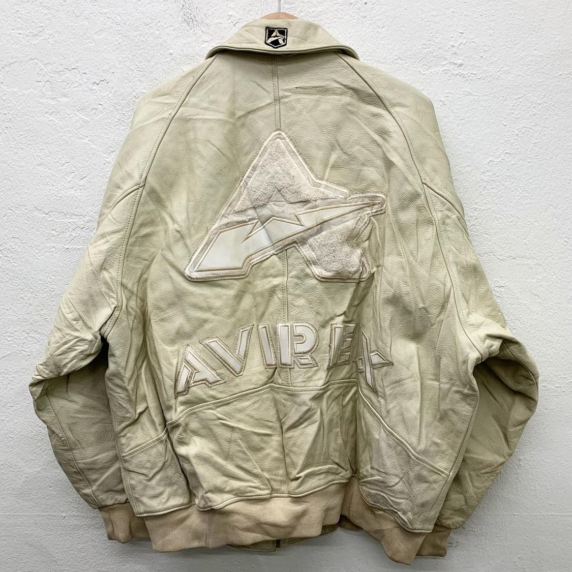 아비렉스 크림 빅로고 리얼레더 바시티 자켓 상품이미지4