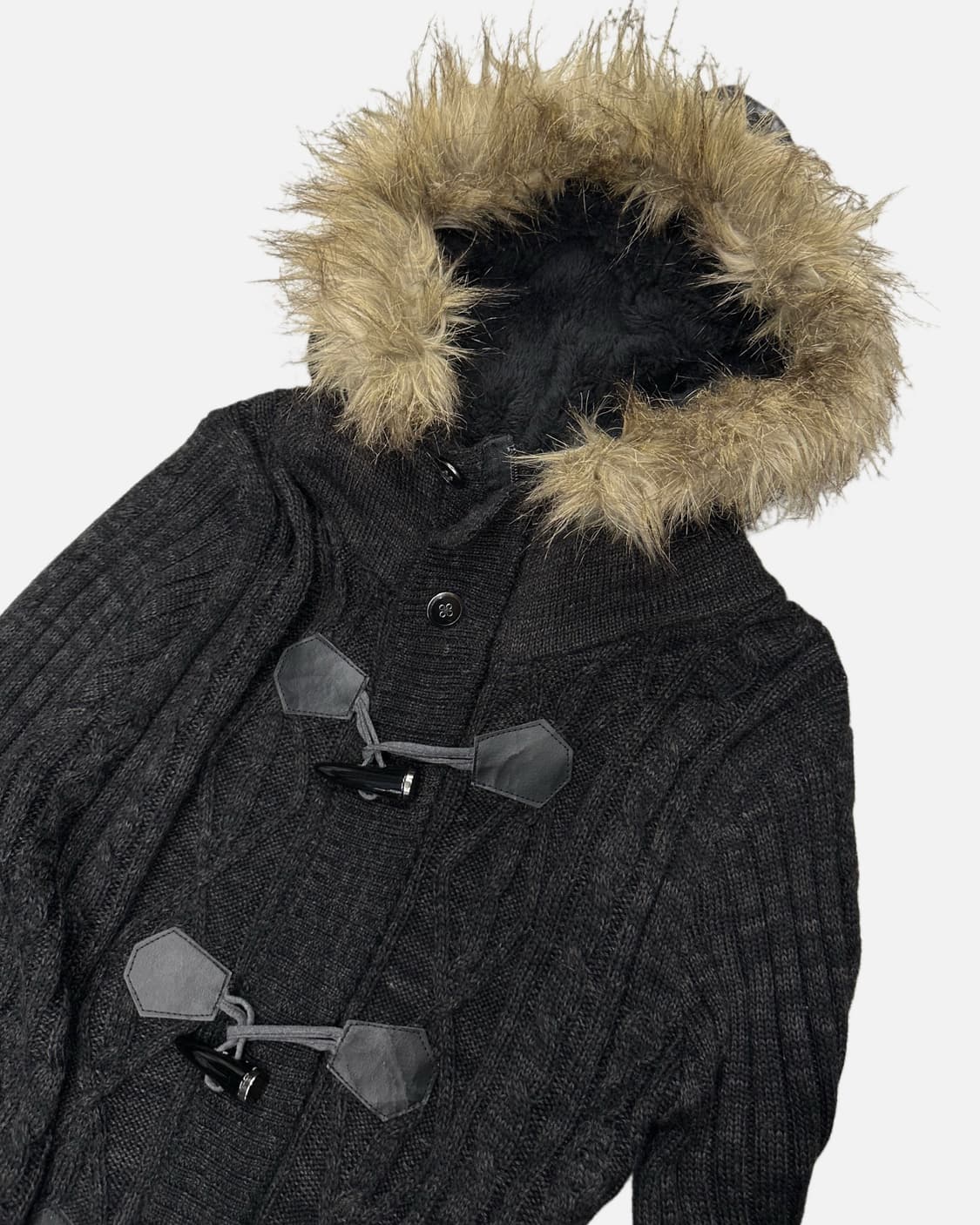 fur hood knit duffle coat 상품이미지2