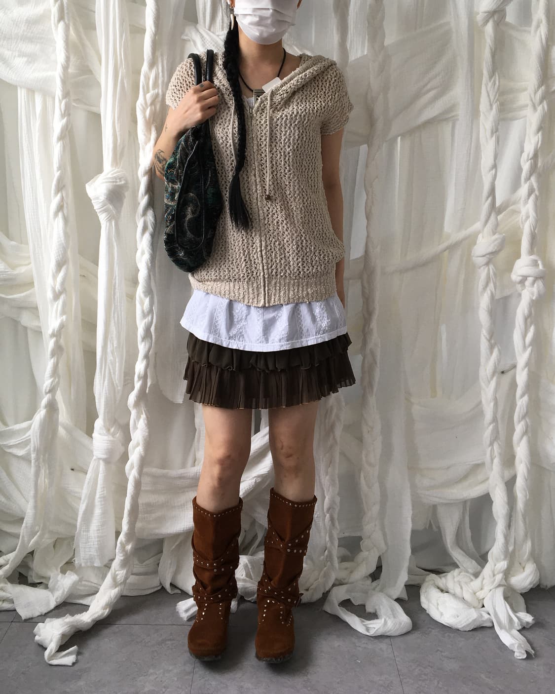 Summer knit hood zip up 상품이미지1