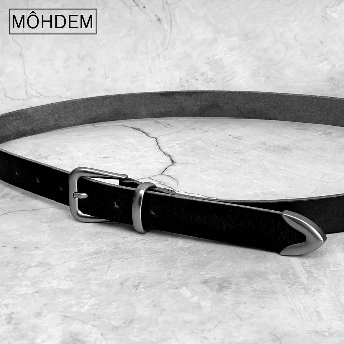 [Unisex] 미니멀 웨스턴 이태리 소가죽 벨트 블랙 상품이미지8