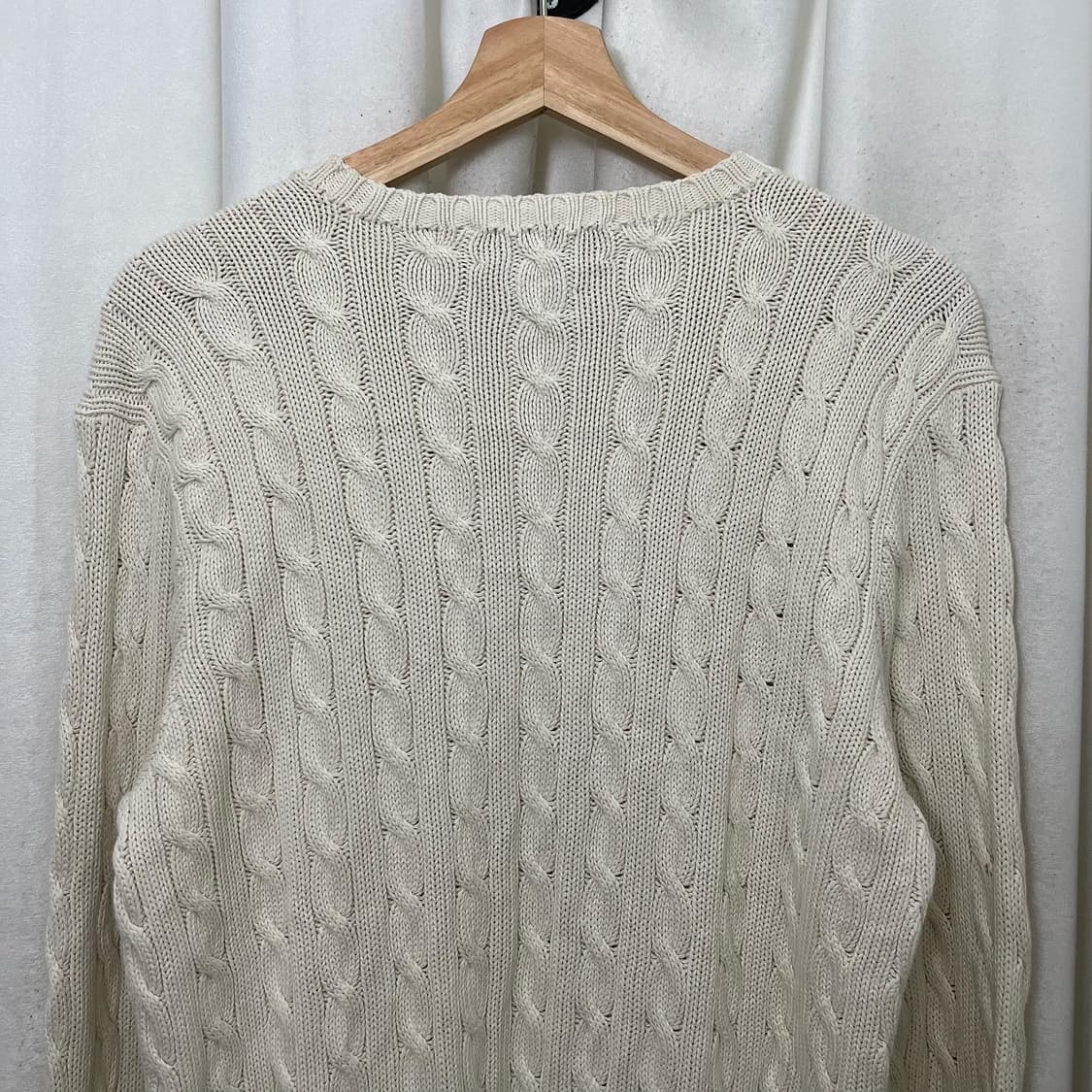 폴로 랄프로렌 아이보리 네이비포니 꽈배기 니트 상품이미지4