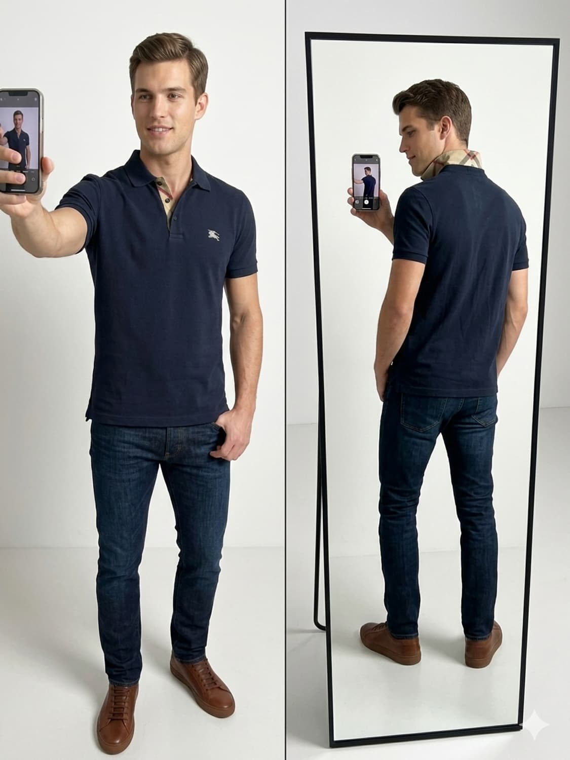 버버리 브릿 네이비 남성 폴로셔츠 S  90적당 상품이미지1