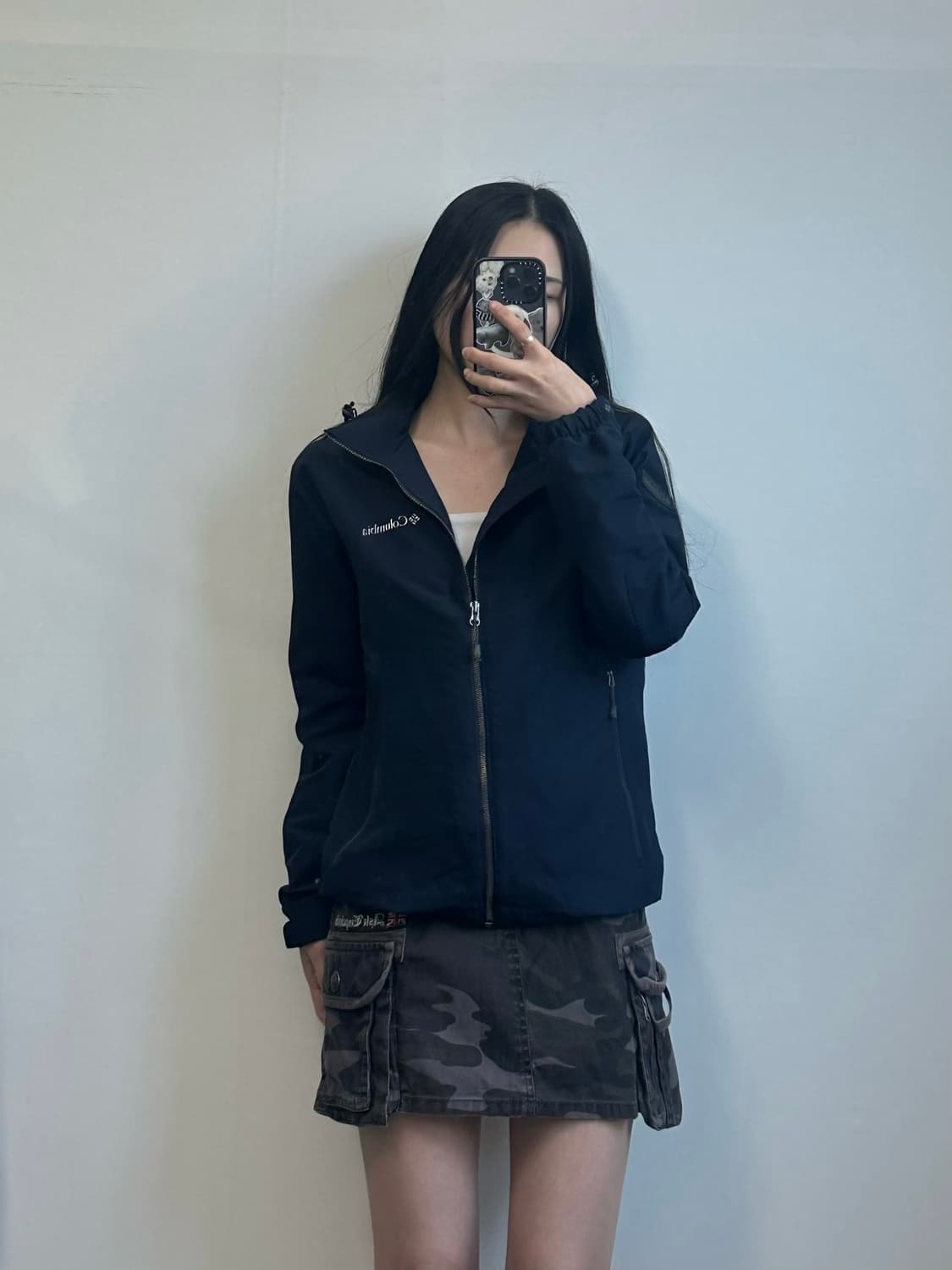 컬럼비아 자수로고 네이비 바람막이 자켓 상품이미지1