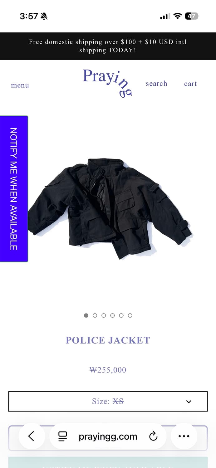 [구매] 프레잉 폴리스 자켓 상품이미지1